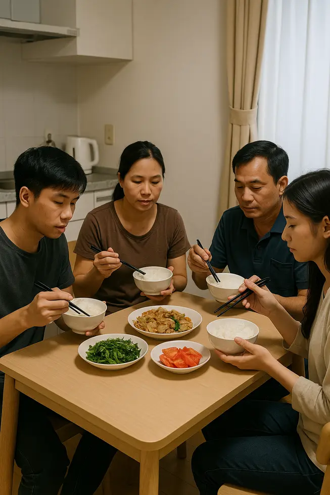 Cửa hàng bán gạo tại Nhật Bản với bảng giá hiện tại.